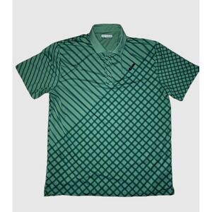 Fore Fathers Polo Shirt Mens Large Green Plaid Golf Performance Bottle Logo